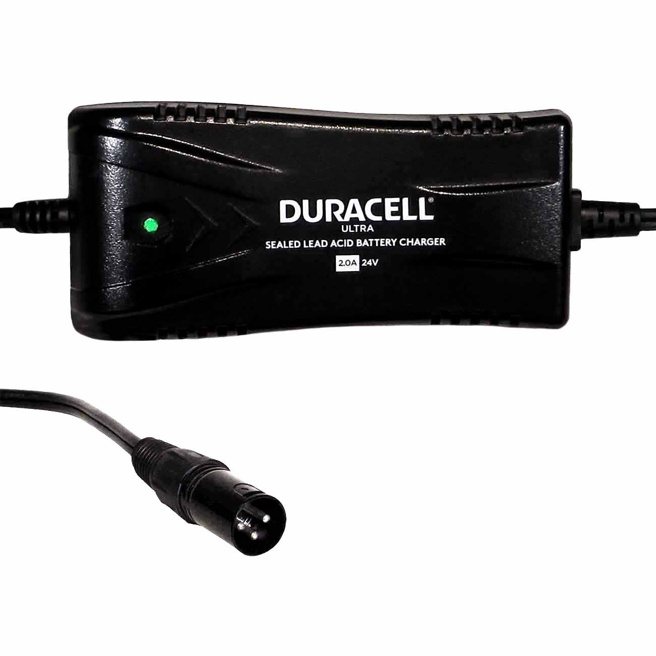 What color should light be while charging on a Duracell wheelchair charger?