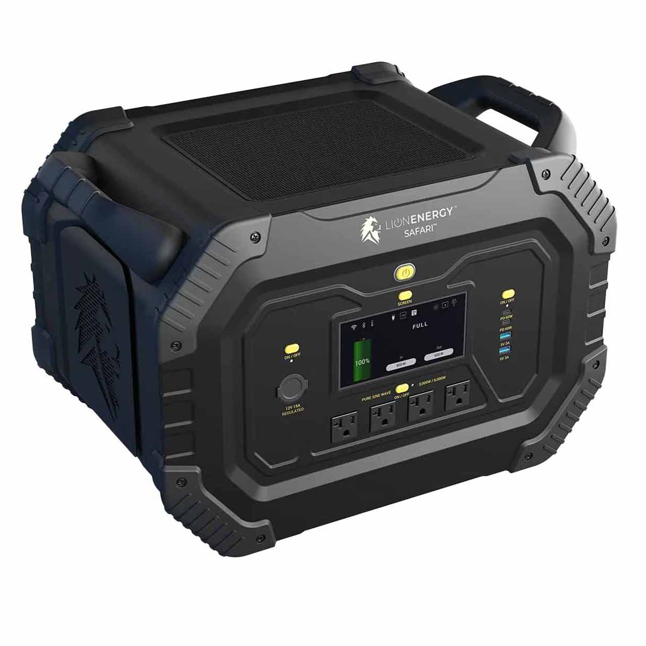 What is the continuous power output rating of the Lion Energy Safari power station?