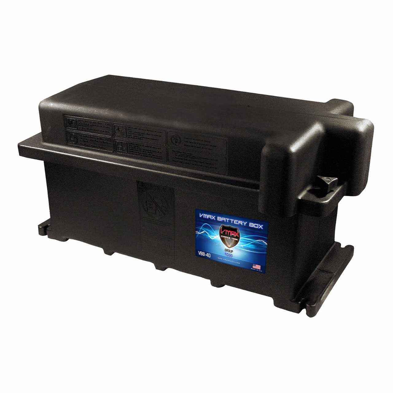 Does the VMAX 4D Battery Box come with straps and mounting bolts or screws?